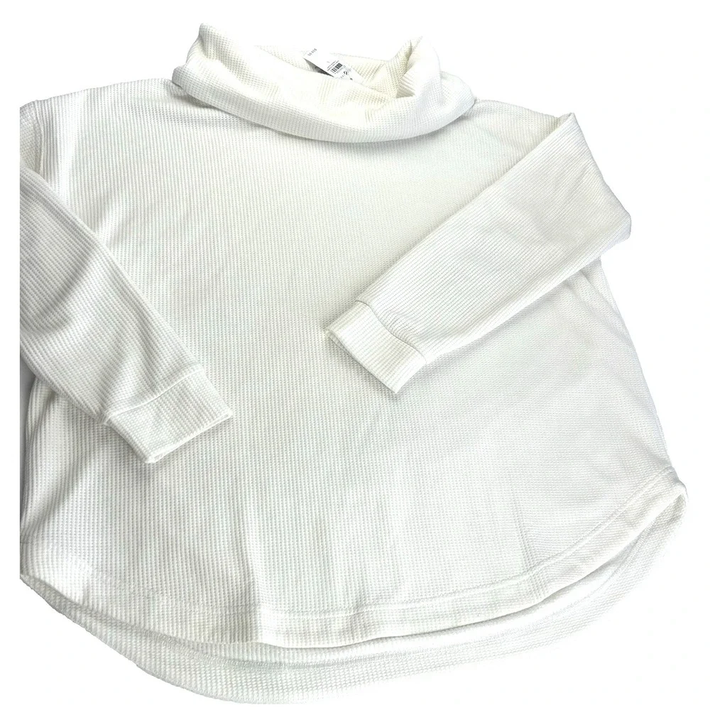 NWT Lou & Grey cowl neck waffle knit leisure wear comfort fit cream size‎ L